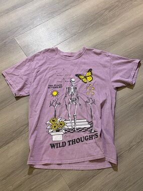 urban outfitters Wild Thoughts Lilac Graphic Tee with Skeleton & Butterfly